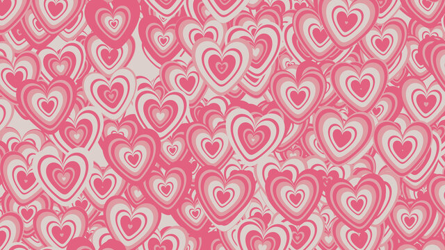 Multicolored Heart pattern background. Valentine Wallpaper with Pink, White and Red love hearts.