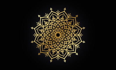 luxury golden mandala black wallpaper for print, cover, poster, brochure, banner, flyer.