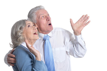 Portrait of surprised senior couple