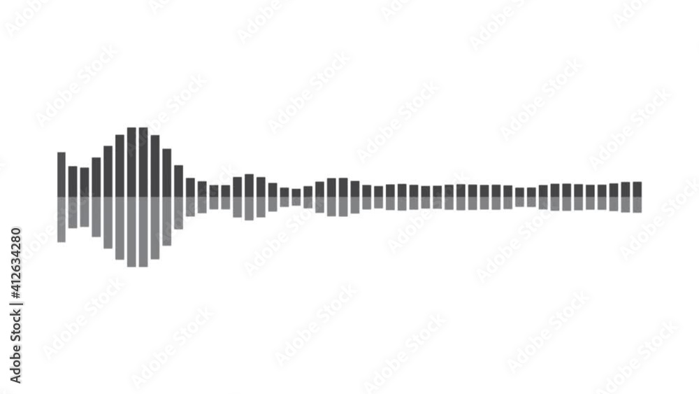 Poster minimalist waveform audio. abstract black on white sound waves background. 3d rendered looping anima