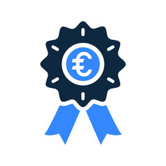 Achievement, Euro award icon. Vector graphics