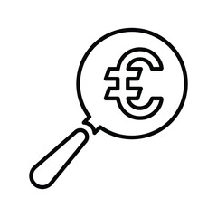 Euro audit, find icon. outline design.
