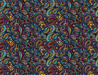 Luxurious, royal vector seamless pattern. Ornate background with hand drawn decorative flowers and elements. Vintage floral ornament for antistress coloring or print on fabrics