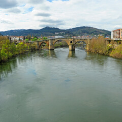 Fototapeta na wymiar Medieval bridge Roman bridge in Ourense Orense Galicia Spain 