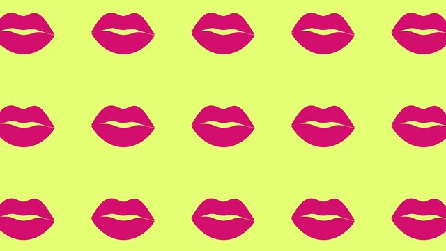 sequence of different images of woman's beautiful full red lips made into a repeating wallpaper pattern