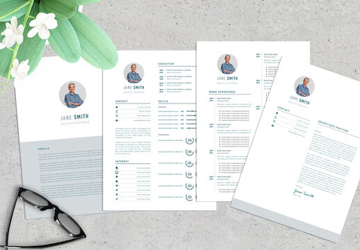 Minimal Grey and Green Resume and Cover Letter Layout