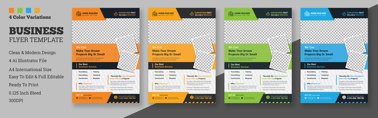 Obraz premium Construction Flyer Layout with Graphic Elements, A4 construction cover template for a flyer and brochure design, report, leaflets decoration for printing