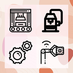 Simple set of 4.0 related lineal icons