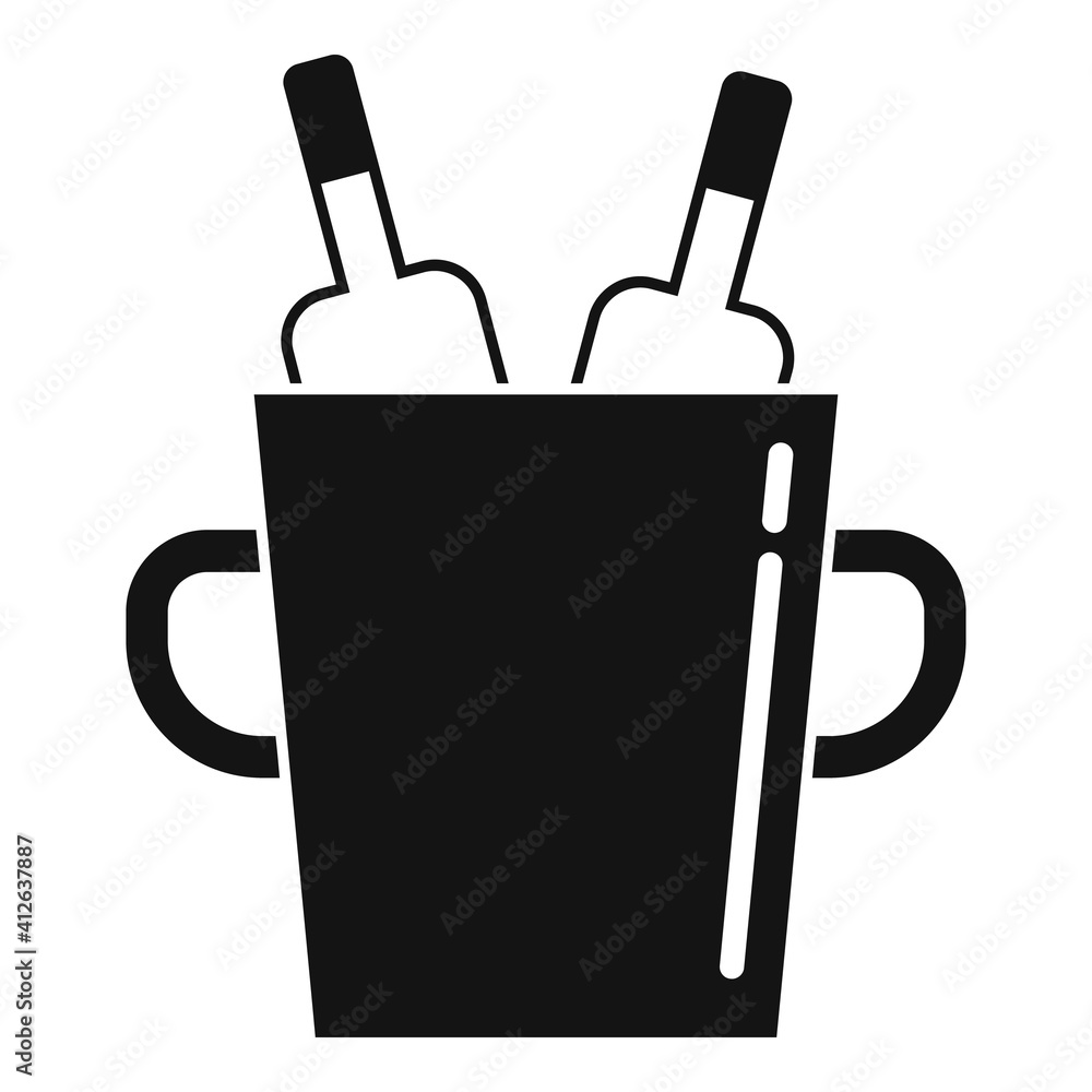 Poster wine bottles ice box icon. simple illustration of wine bottles ice box vector icon for web design is