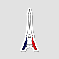 Eiffel tower icon sticker isolated on white background