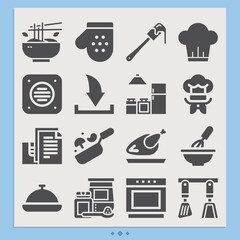 Simple set of oven related filled icons.