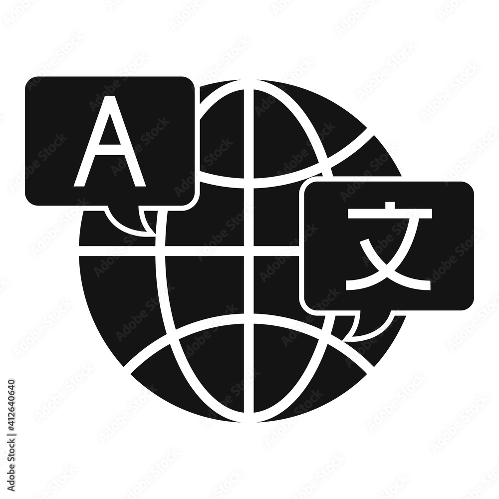 Poster global translation icon. simple illustration of global translation vector icon for web design isolat