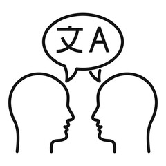 Conversation translator icon. Outline conversation translator vector icon for web design isolated on white background