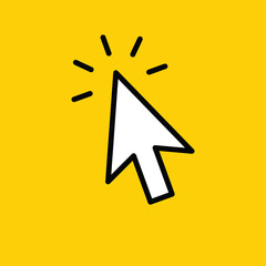 Arrow click icon. Clicking cursor. Linear vector.