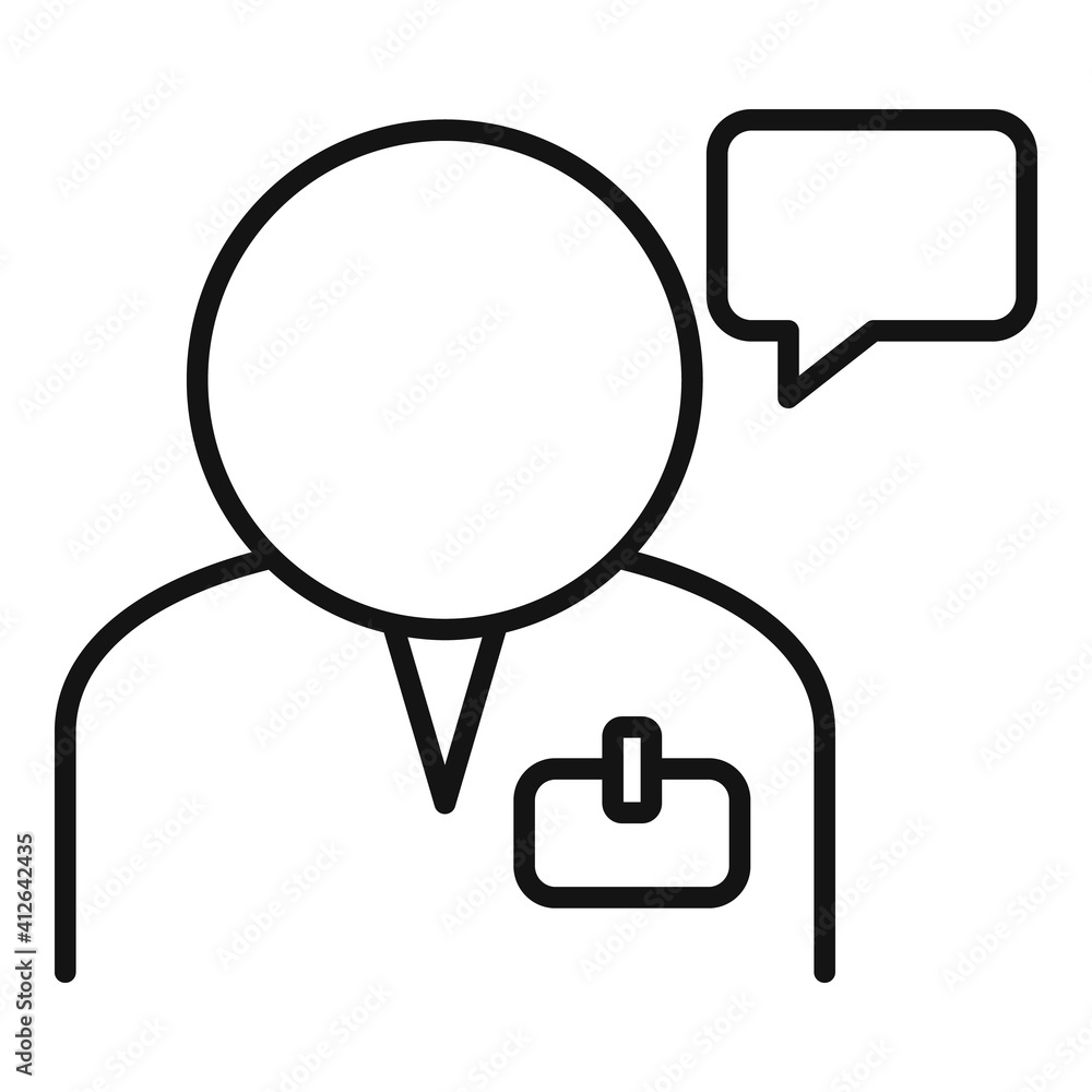 Poster man translator icon. outline man translator vector icon for web design isolated on white background