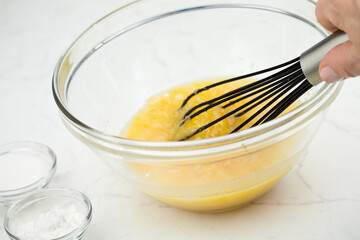 Apple pie with fanned apple in porcelain baking pan image series 11