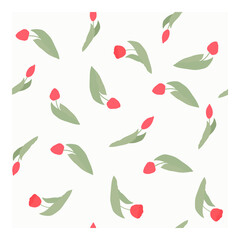 Seamless vector pattern with spring red flowers. Tulip. Suitable for fabric, textile, product decoration, cover, screen saver
