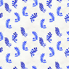 Blue floral seamless pattern in Russian gzhel background