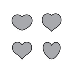 Heart icons collection. Vector designs in shape of hearts. Love , care and valentine's day symbol.