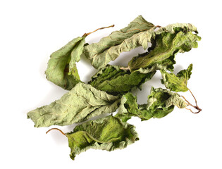 Dried Lemon Balm (Melissa officinalis). Top View. Also known as Dry Leaf of Balm, Common Balm, or...