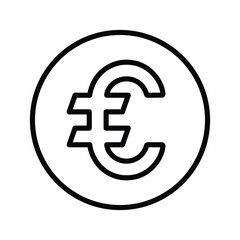 Euro currency coin line icon. Outline vector.