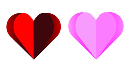 Set of red and pink hearts. EPS10