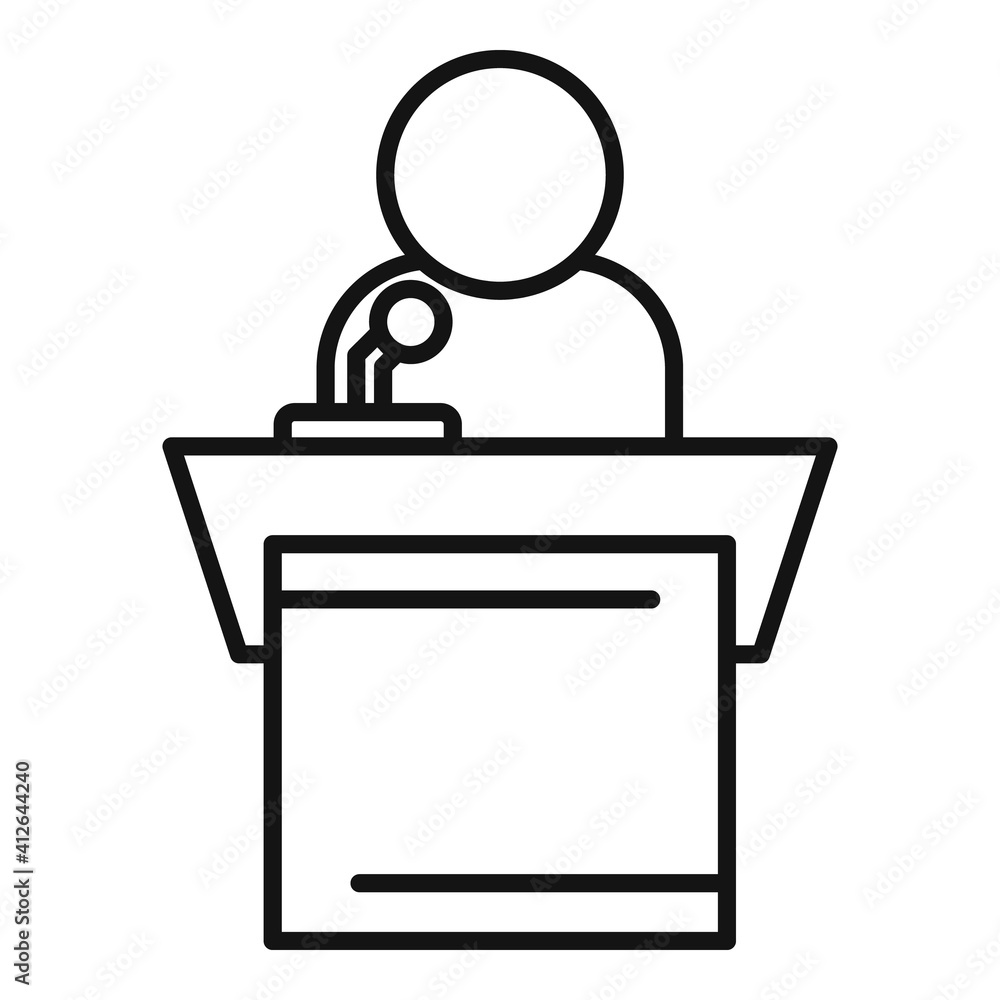 Poster speaker tribune icon. outline speaker tribune vector icon for web design isolated on white backgroun