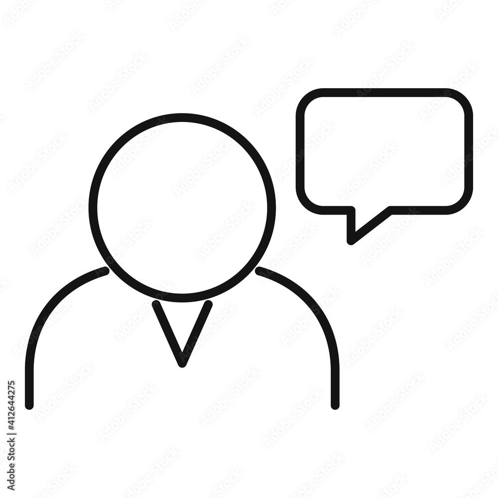 Poster announcer chat icon. outline announcer chat vector icon for web design isolated on white background