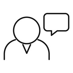 Announcer chat icon. Outline announcer chat vector icon for web design isolated on white background