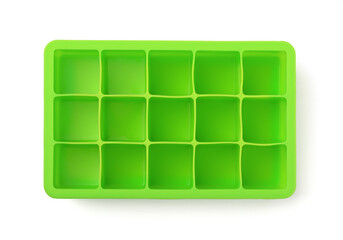 Top view of empty green silicone ice cube tray