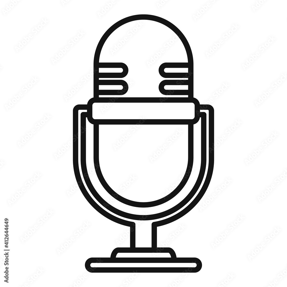 Poster studio microphone icon. outline studio microphone vector icon for web design isolated on white backg