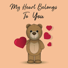 my heart belongs to you teddy bear love hearts cute 