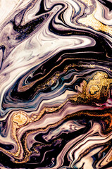 Golden Night. Treasury of art. Swirls of marble. Painting aesthetically mesmerizing. Abstract fantasia with golden powder. Extra special and luxurious- ORIENTAL ART. Ripples of agate. Natural luxury.