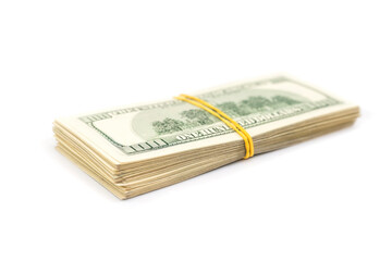 bundle of dollars on a white background.
