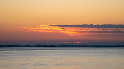 sunset over the river