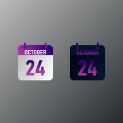 October daily calendar icon in flat design style. Vector illustration in light and dark design. 