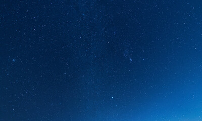 Beautiful blue starry sky. Night photography, astronomical background.