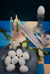 Wiccan table ready for Ostara celebration