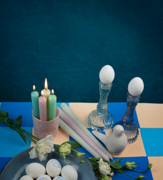 Wiccan table ready for Ostara celebration
