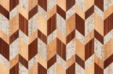 Light hardwood parquet floor with chevron pattern. Seamless wooden background. Wood texture.