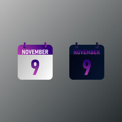 November daily calendar icon in flat design style. Vector illustration in light and dark design. 