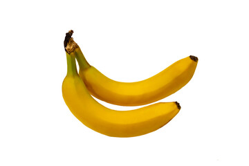 Two bananas in a bunch isolated on a white background