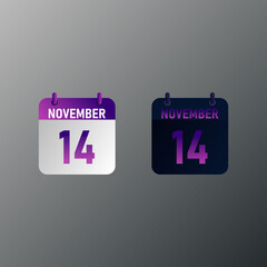 November daily calendar icon in flat design style. Vector illustration in light and dark design. 