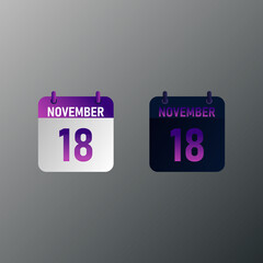 Fototapeta na wymiar November daily calendar icon in flat design style. Vector illustration in light and dark design. 