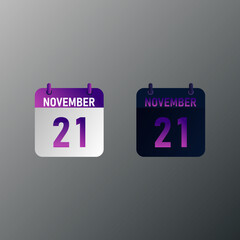 November daily calendar icon in flat design style. Vector illustration in light and dark design. 