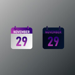 November daily calendar icon in flat design style. Vector illustration in light and dark design. 