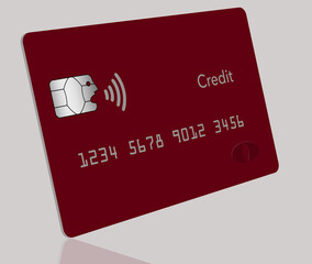 An EMV chip appears to be speaking with the near field communication icon sending information out of it’s mouth. Illustrates tap and pay and NFC payments with credit cards.