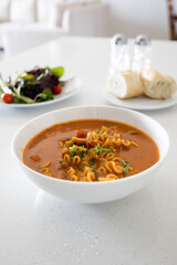 Spicy Tomato Soup and Salad 