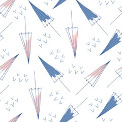 Doodle beach umbrella seamless pattern. hand drawn background. Vector illustration