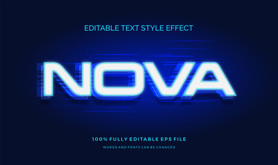 futuristic blue light text style effect. editable font vector file